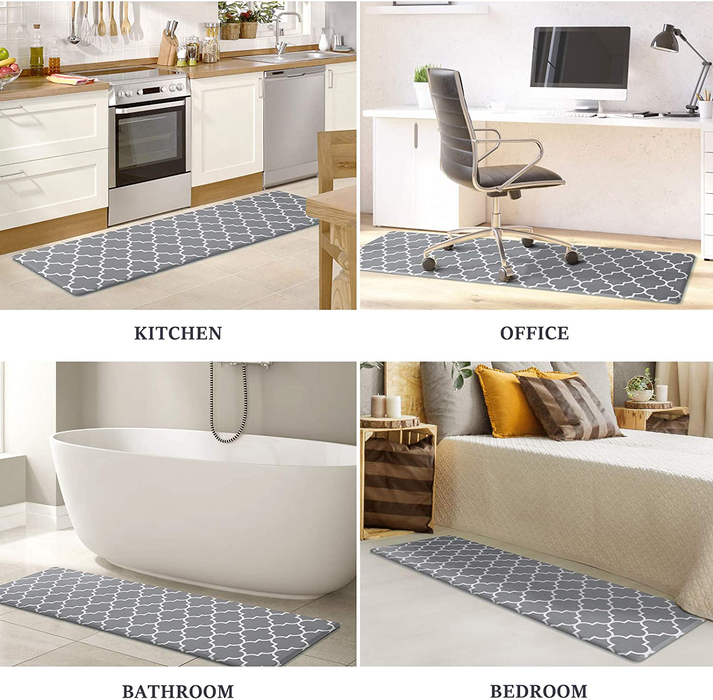 Kitchen Mat [2 PCS] Cushioned Anti-Fatigue Kitchen Rug, Waterproof Non-Slip Kitchen  Mats and Rugs Heavy Duty PVC Ergonomic Comfort Foam Rug for Kitchen, Floor  Home, Office, Sink, Laundry, Grey 