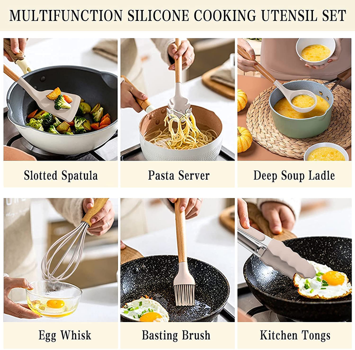 BECBOLDF kitchen utensils set - 21 silicone cooking utensils - kitchen  spatulas for nonstick cookware - heat resistan,silicone